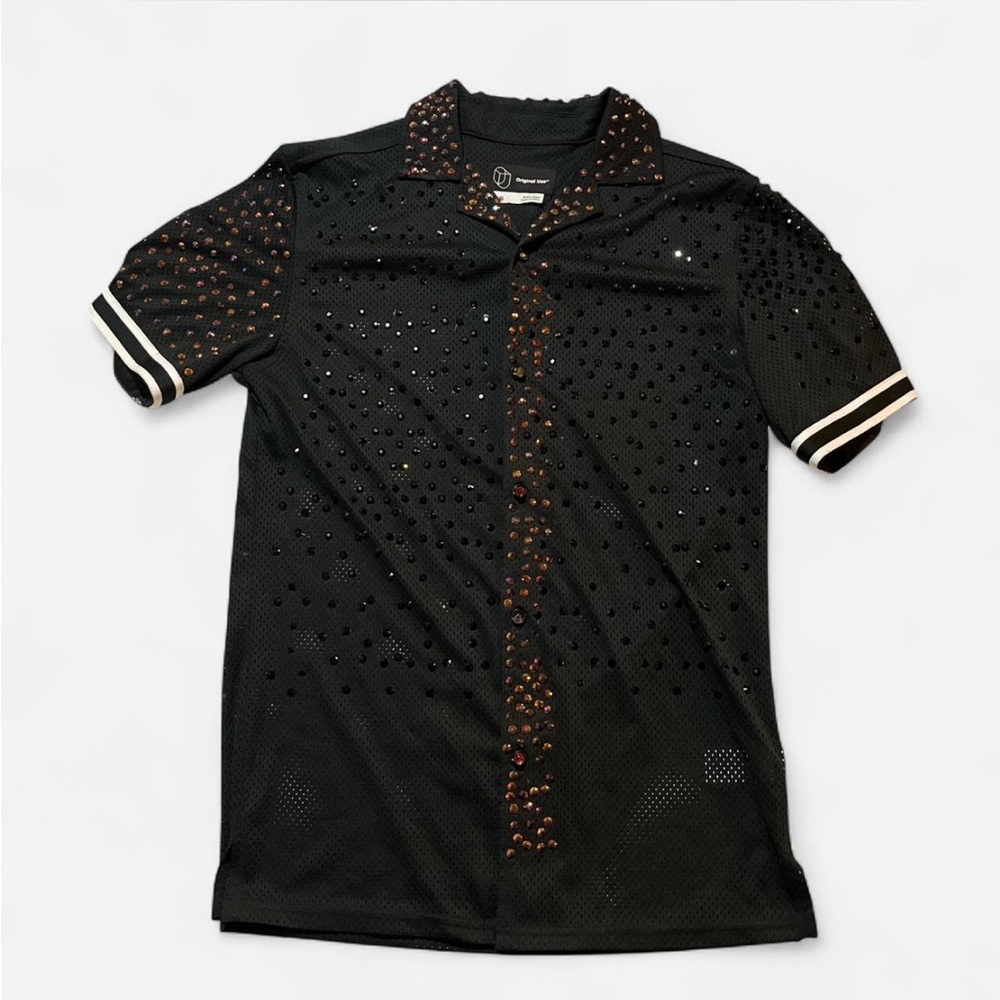 Rhinestone Mesh Baseball Jersey